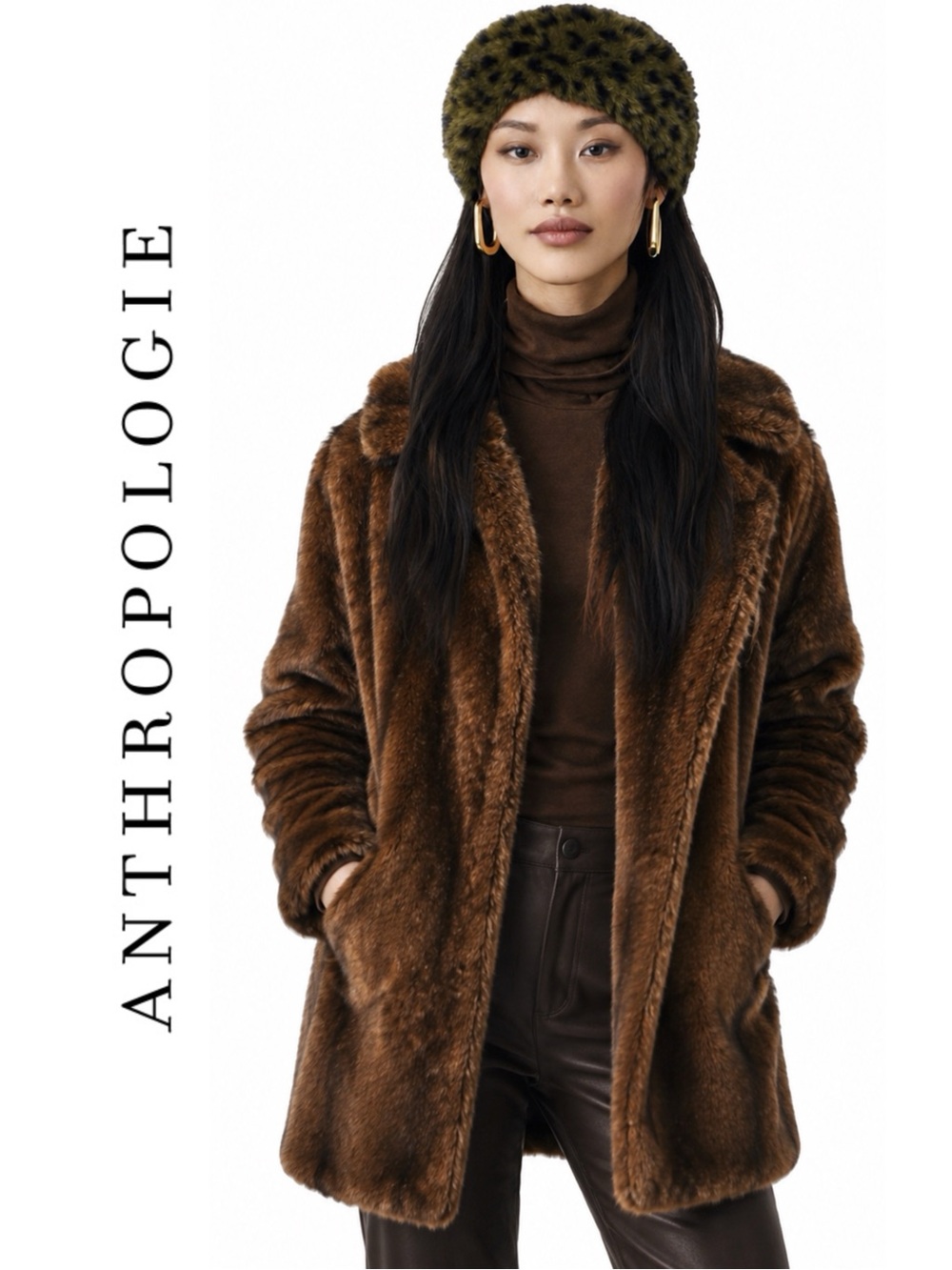 Anthropologie Violet & Brooks Faux Fur Leopard Headband